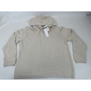 Vince Hand Knit Hoodie Sweater Men's Size XL Cream NWT Cotton Pullover